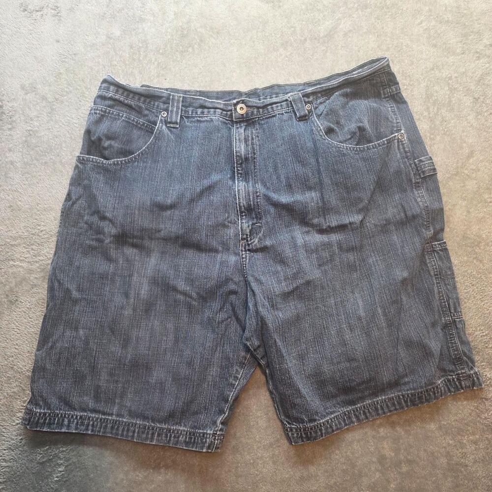 Wrangler Cargo Shorts Mens 40 Blue Denim Cotton Relaxed 10" Inseam Workwear